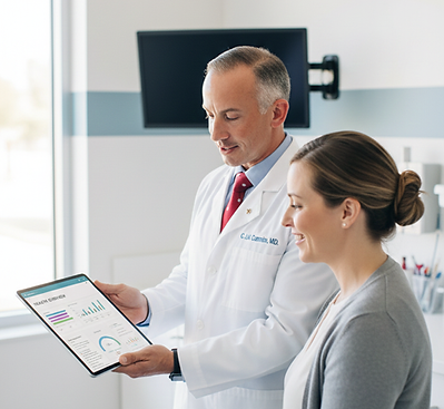 Physician consulting a patient in exam room at CMC MD clinic